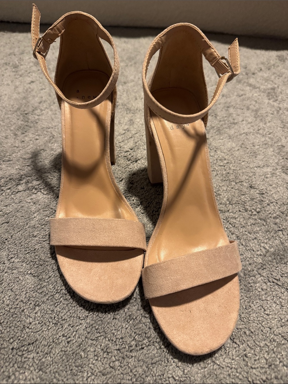 A New Day Nude Ankle-Strap Block Heel Sandals